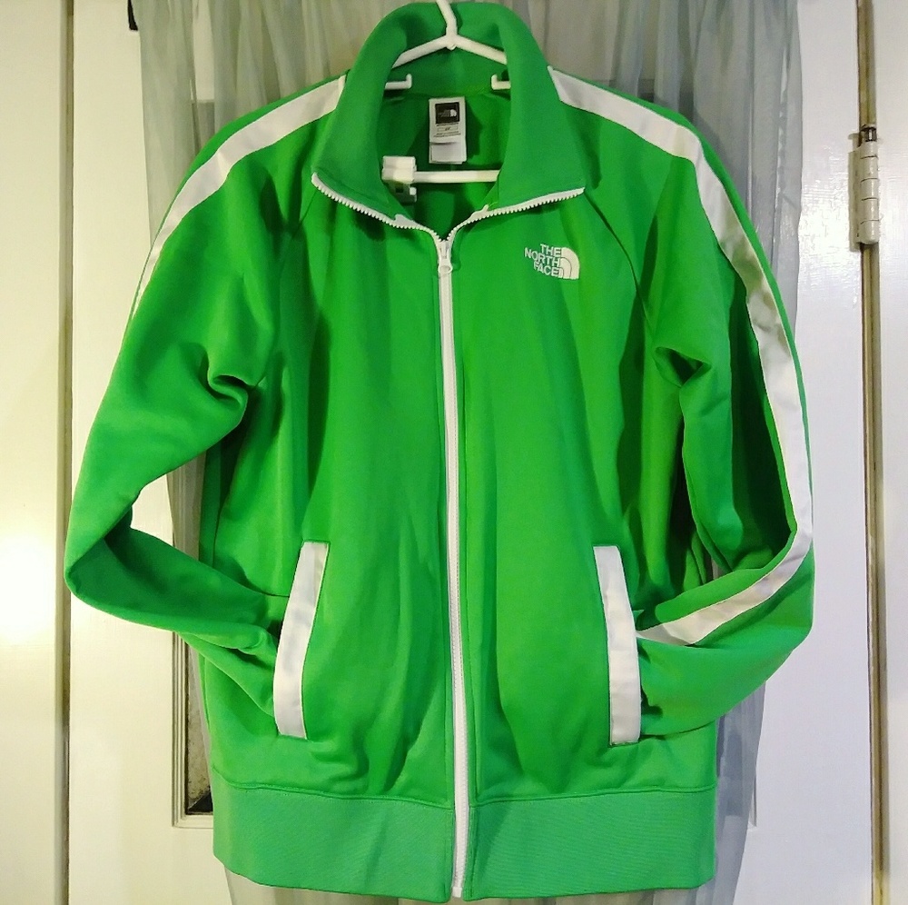 NORTH FACE green fleece lined poly jacket